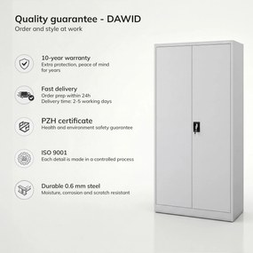 Uzamykateľná hospodárska skriňa sivá DAWID 900 x 1850 x 450 mm