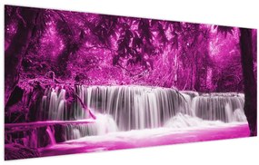 Obraz - fialový, vodopád (120x50 cm)