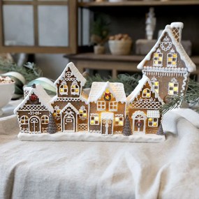 Perníkové chalúpky so svetielkami Gingerbread Noël LED - 24*6,5*12,5 cm