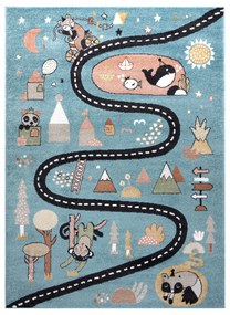 Koberec FUN Route pre deti, modrý