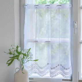 Vitrážková záclonka vyšívaná Circles výška 70 cm na metre