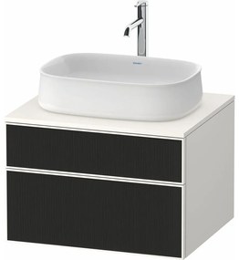 DURAVIT Zencha závesná skrinka pod umývadlo na dosku, 2 zásuvky, 650 x 550 x 442 mm, čierna líniová štruktúra/biela super matná, ZE4820063840000