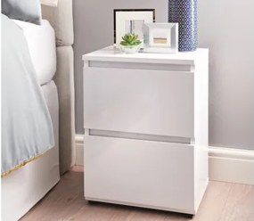 Nočný stolík s 2 šuplíkmi Lina, biela lesk%