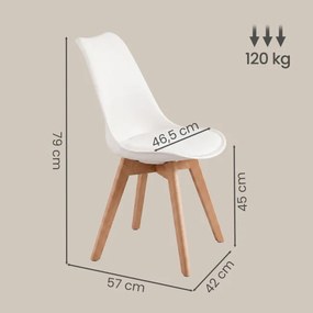 Set dvoch jedálenských stoličiek KDCB35988WD01 biele / hnedé nohy (2 ks)