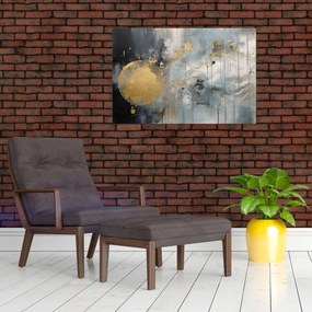 Obraz - Abstrakcia so zlatou guľou (90x60 cm)