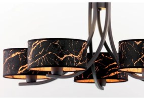 Jupiter 2107- Luster na reťazi ARTHUR 5xE27/15W/230V čierna/oranžová/mramorový dekor