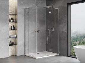 Mexen Mist-H L Duo, 2-krídlový sprchový kút 80 x 100 cm, číre sklo, chrómový profil, 8A5L-080L-100P-01-00