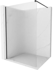 Mexen Kioto, sprchová zástena 140 x 200 cm, 8mm sklo s rebrovým vzorom, čierny profil, 800-140-101-70-09