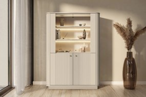 Vitrína Vesper 103 cm na sokli - kašmírová / zlatá