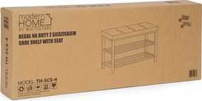 ModernHome Botník so sedadlom čalúnená lavica - 80 cm, 2 police ModernHome