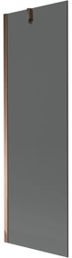 Mexen Next, vaňová zástena 1-krídlová 60 x 150 cm, fixné krídlo, 6 mm šedé sklo, ružové zlato profil, 895-060-000-00-40-60