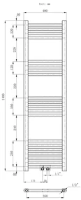 Erga Simple, vykurovacie teleso 1400x400 mm, 469 W, čierna, ERG-LAV-SIMP-14040-BK