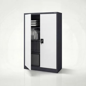 Kovová kancelárska skriňa na dokumenty antracitovo-biela KEVIN 900 x 1400 x 400 mm