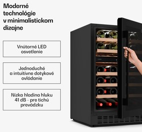 Klarstein Velaire podpultová chladnička na víno, moderná, elegantná, UV ochrana, Dvojzónová, 46 fliaš