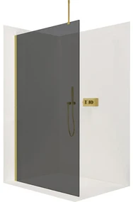 CERANO - Sprchová zástena Walk-in Onyx Top L/P - guľatá vzpera - zlatá kartáčovaná, grafitové sklo - 120x200 cm, CER-CER-8050BD1437