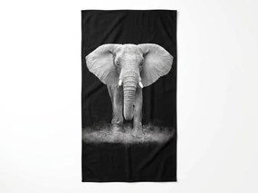 Rýchloschnúca XXL plážová osuška ELEPHOS čierno-sivá 150 x 210 cm, 100% mikrovlákno