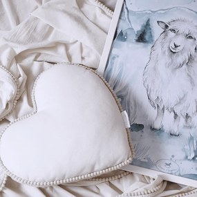 Boho vankúš srdca s bublinkami vanilka 44 cm