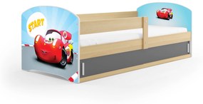 Detská posteľ 80 x 160 cm Lukan (borovica + vzor cars) (s roštom, matracom a úl. priestorom). Vlastná spoľahlivá doprava až k Vám domov. 1056458
