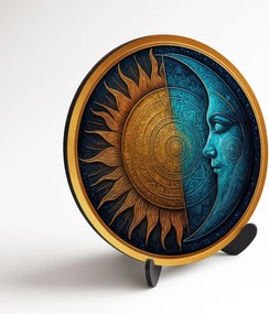 DUBLEZ | Drevený obraz - Slnko a Mesiac