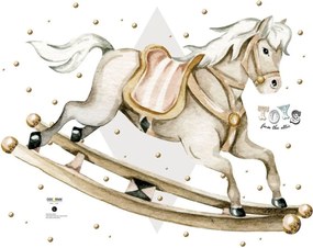 Samolepka do detskej izby hojdací kôň 85x60 cm