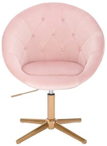 LuxuryForm DESIGN Kreslo VERA VELUR na zlatom kríži - svetlo ružové