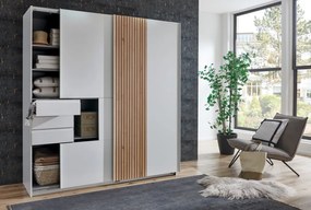 Šatníková skriňa Coburg, 180 cm, biela/dub artisan