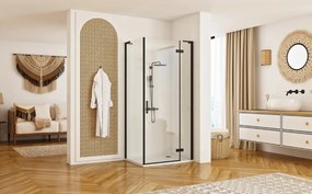 Rea Hugo, sprchová zástena 90x200 cm, čierna matná, REA-K6611