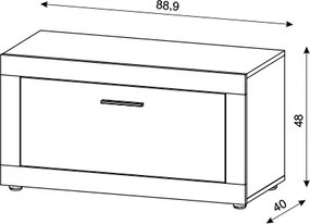 Botník Luna 90 cm dub Matera tmavý/sivý