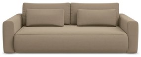 Svetlohnedá zamatová rozkladacia/s úložným priestorom pohovka 238 cm Kapua – Makamii