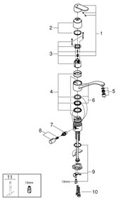 GROHE 31161000 - Drezová batéria EUROSMART COSMOPOLITAN 140° lesklý chróm