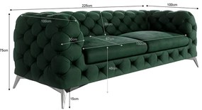 Tmavozelená zamatová pohovka 225 cm Chelsea – Ropez