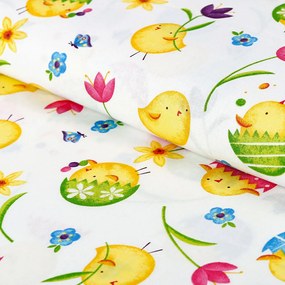 Biante Bavlnený behúň na stôl Sandra SA-074 Žlté kuriatka 45x120 cm