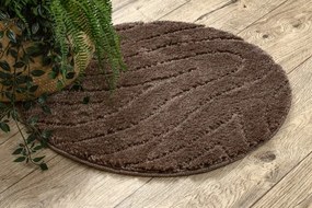 Kúpeľňový koberček SUPREME WAVES vlny, hnedý kruh