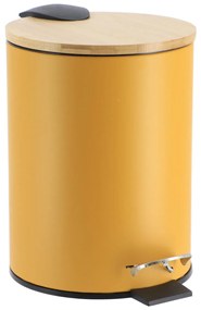 Odpadkový kôš Timeless, horčicová/s drevenými prvkami, 2,5L
