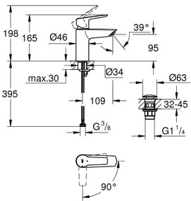 GROHE 23551002 - Umývadlová batéria START, veľkosť S, lesklý chróm