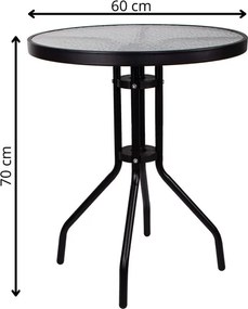 SPRINGOS Záhradný nábytok, sada pre 2 osoby: stoličky a stôl, kovovo-sklenená súprava, čierna