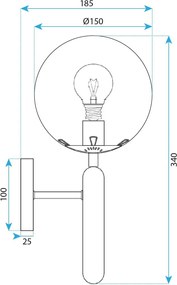 Toolight Toolight, nástenné svietidlo 1xE27, G098-1W, zlatá, OSW-09723