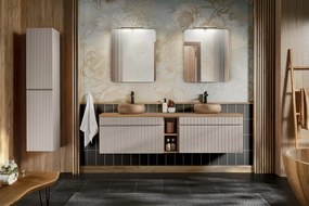 Koupelnová sestava Iconic s deskou, umyvadly, zrcadly a skříňkami 180 cm kašmírová/dub coast evoke