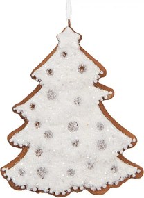 Závesná dekorácia zasnežený perníkový stromček Frosted Ginger - 9*1*10 cm