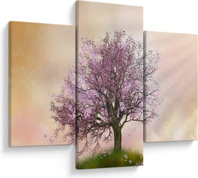 Obraz rozkvitnutého stromu na vrchole kopca (90x60 cm)