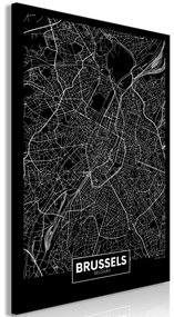 Artgeist Obraz - Dark Map of Brussels (1 Part) Vertical Veľkosť: 20x30, Verzia: Na talianskom plátne