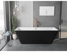 Mexen Tava, voľne stojaca ryhovaná vaňa 170 x 75 cm, biela-čierna, ružové zlato prepad, 52851707575-60