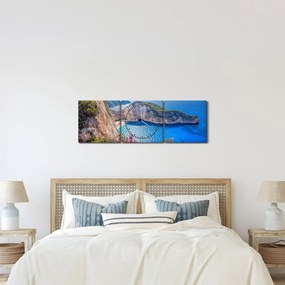 Obraz - Pláž Navagio, Grécko (s hodinami) (90x30 cm)