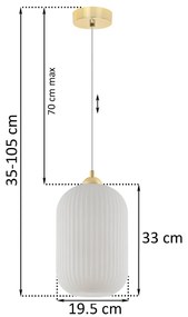 Závesné svietidlo Riffle 4, 1x biele sklenené tienidlo, g