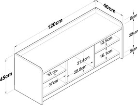 Skrinka na topánky Pilo White and Walnut