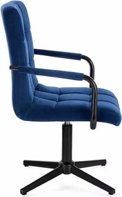 LuxuryForm DESIGN Otočná stolička VERONA BLACK VELUR na čiernom kríži - modrá