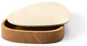 Krémový/v prírodnej farbe drevený/z eko kože úložný box s vekom/dekoratívny 14x12,5x3,5 cm Curve Nupo – LIND DNA