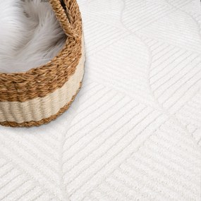Dekorstudio Okrúhly jednofarebný koberec FANCY 904 -  smotanovo biely Priemer koberca: 200cm