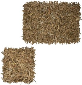 Hnedý koberec z kožených strapcov Camel - 100*7*70 cm