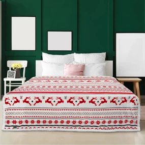Vianočná biela baránková deka z mikroplyšu RETRO CHRISTMAS Rozmer: 160 x 200 cm